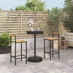 vidaXL 3-delige Tuinbarset poly rattan en massief acaciahout, Tuin en Terras, Tuinsets en Loungesets, Verzenden, Nieuw, Rotan