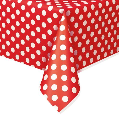 Rood Tafelkleed Witte Stippen 2,74m, Hobby en Vrije tijd, Feestartikelen, Nieuw, Verzenden