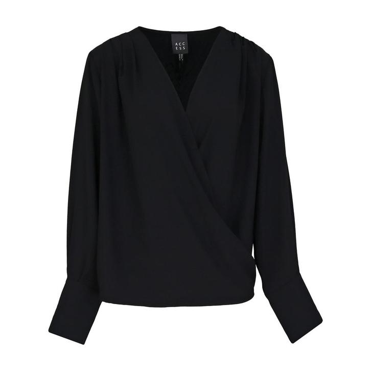 Access Fashion • zwarte overslag blouse • XL, Kleding | Dames, Tops, Zwart, Nieuw, Maat 46/48 (XL) of groter, Verzenden