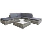 vidaXL 6-delige Loungeset met kussens poly rattan grijs, Tuin en Terras, Verzenden, Nieuw, Rotan, Loungeset