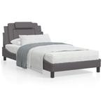 vidaXL Bed met matras kunstleer grijs 100x200 cm, Nieuw, Eenpersoons, Verzenden