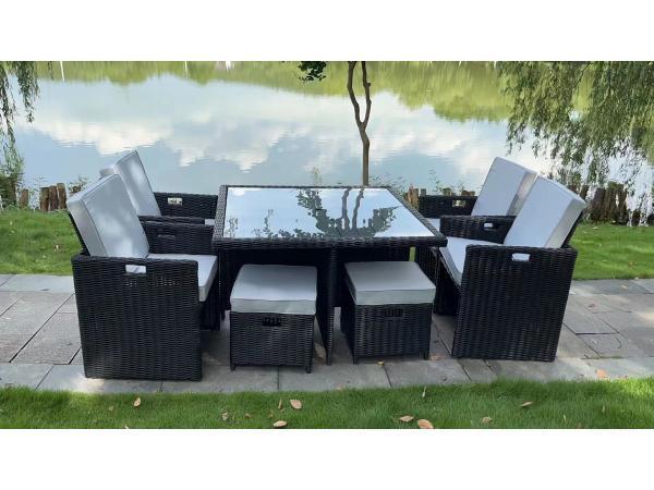 Veiling - Diningset / Tuinset incl. kussens 9-delig, Tuin en Terras, Tuinsets en Loungesets