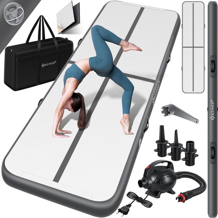 KESSER® Gymnastiekmat - Airtrack - Turnmat - 4M - Antraciet, Huis en Inrichting, Overige Huis en Inrichting, Nieuw, Verzenden