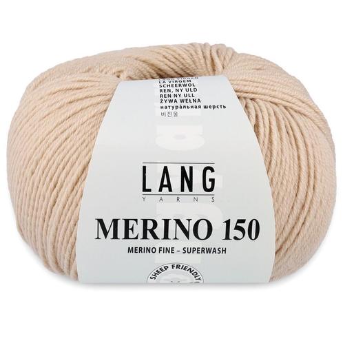 Lang Yarns Merino 150 - 96 beige - Merinowol Garen, Hobby en Vrije tijd, Breien en Haken, Ophalen of Verzenden