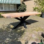 Douglas tuintafel met stalen matrixpoot 10x10cm, Ophalen of Verzenden, Nieuw, Rechthoekig, Hout