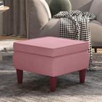 vidaXL Kruk met houten poten fluweel roze, Verzenden, Nieuw