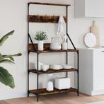 vidaXL Bakkersrek met haken 4-laags bewerkt hout gerookt, Huis en Inrichting, Verzenden, Nieuw