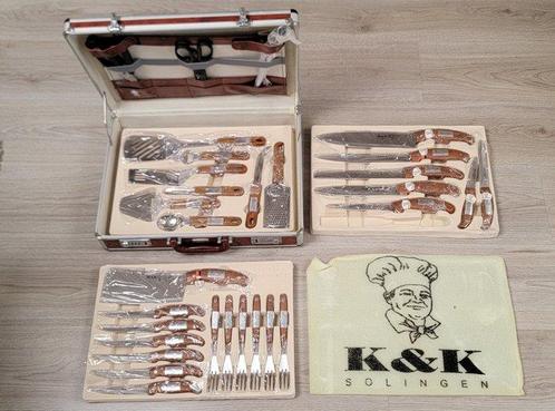 Solingen - Keukenmes - Hout, Staal - Frankrijk - Kofferset, Antiek en Kunst, Antiek | Keukenbenodigdheden