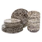 Serviesset Marbles - Zwart - 18-delig | 6 persoons, Verzenden, Nieuw