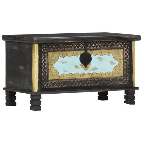 vidaXL Opbergkist 80x40x45 cm massief mangohout zwart, Huis en Inrichting, Woonaccessoires | Kisten, Nieuw, Verzenden