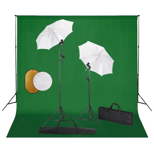 vidaXL Fotostudioset met lampen, paraplus, achtergrond en, Audio, Tv en Foto, Fotografie | Fotostudio en Toebehoren, Nieuw, Verzenden