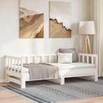 vidaXL Slaapbank met onderschuifbed 90x190 cm massief, 90 cm, Eenpersoons, Verzenden, Wit