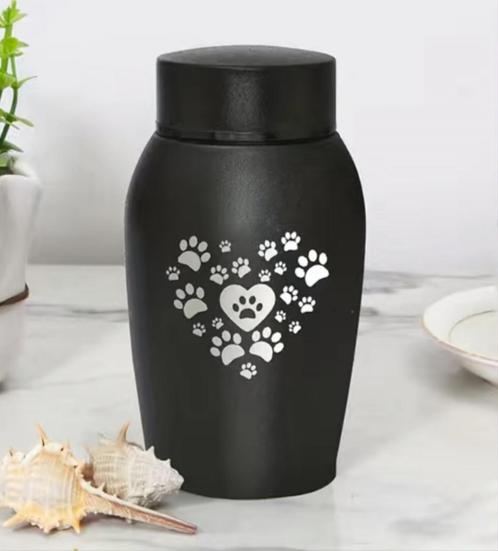 Urn | RVS | 250ml | zwart | hart Pootjes zwart (S2), Dieren en Toebehoren, Honden-accessoires, Nieuw, Verzenden