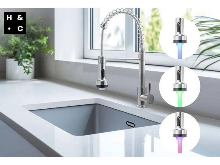 Home&Comfort LED Keukenkraan - Uittrekbare Sproeikop -, Huis en Inrichting, Woonaccessoires | Overige, Nieuw, Verzenden