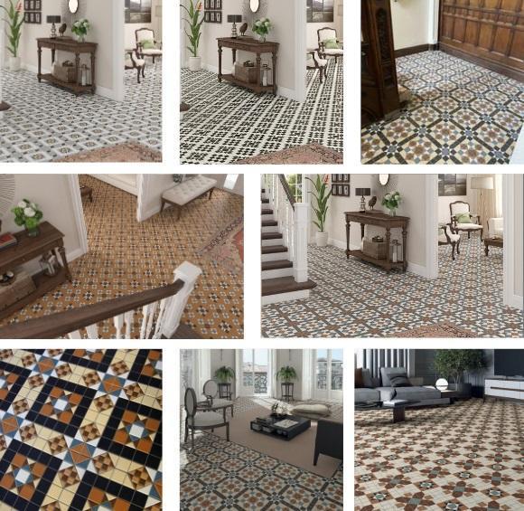 Klassieke Victoriaanse retro patroontegels Vives ceramica, Doe-het-zelf en Verbouw, Tegels, 20 tot 40 cm, 20 tot 40 cm, 10 m² of meer