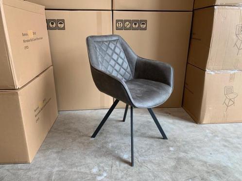 Veiling - Armstoel Jean (set van 4) Microleder - Antraciet, Huis en Inrichting, Stoelen, Nieuw