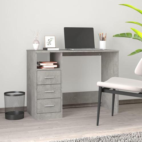 vidaXL Bureau met lades 102x50x76 cm bewerkt hout betongrijs, Huis en Inrichting, Bureaus, Nieuw, Verzenden