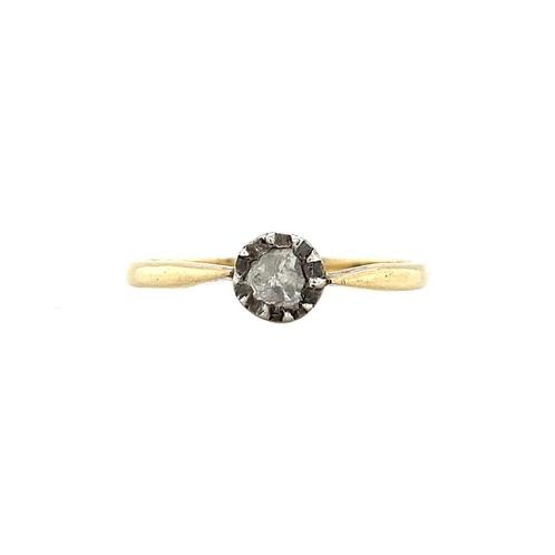 Gouden solitair ring met roosdiamant 14 krt, Sieraden, Tassen en Uiterlijk, Ringen, Nieuw, Ophalen of Verzenden