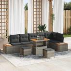 vidaXL Tuin Sofa Set met kussen 9 pcs Grijs Poly riet, Tuin en Terras, Verzenden, Nieuw, Rotan