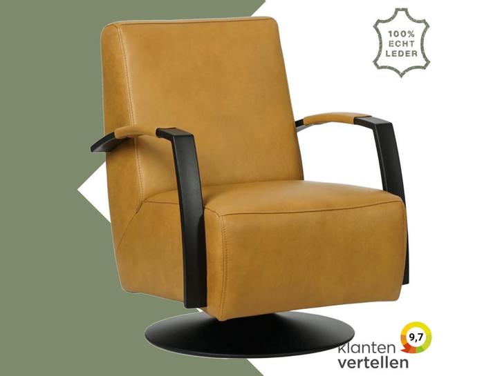 Leren draaifauteuil Mood, Huis en Inrichting, Fauteuils, 50 tot 75 cm, 75 tot 100 cm, Nieuw, Leer, Ophalen of Verzenden