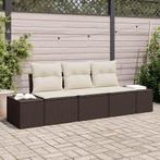 vidaXL Tuin Sofa Set met kussen met opslag 3 pcs Bruin en, Tuin en Terras, Tuinsets en Loungesets, Verzenden, Nieuw, Rotan