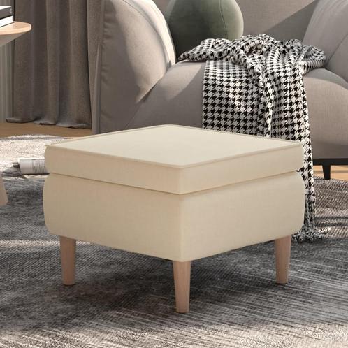 vidaXL Kruk met houten poten stof crèmekleurig, Huis en Inrichting, Stoelen, Nieuw, Verzenden