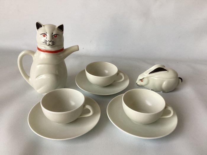 Mosa - Maastricht - Koffieservies (5) - theepot kat -, Antiek en Kunst, Antiek | Meubels | Tafels