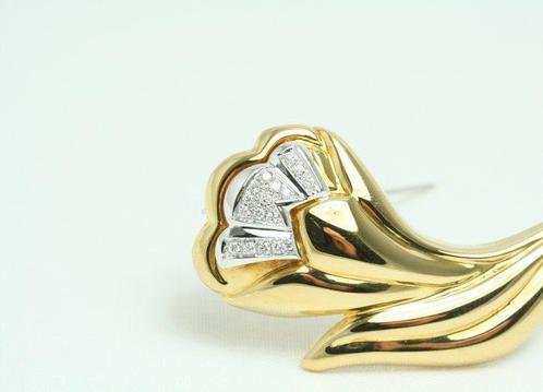 Broche - 18 karaat Geel goud, Witgoud Diamant (Natuurlijk) -, Sieraden, Tassen en Uiterlijk, Antieke sieraden