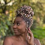 Afrikaanse  Bruin / wit hoofddoek - headwrap, Kleding | Dames, Hoeden en Petten, Nieuw, Ophalen of Verzenden