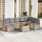 vidaXL Tuin Sofa Set met kussen 9 pcs beige en lichtgrijs, Verzenden, Nieuw, Rotan