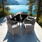 Wicker zitgroep Porto 6+1 met beschermhoes - grijs/wit, Tuin en Terras, Tuinsets en Loungesets, Verzenden, Nieuw