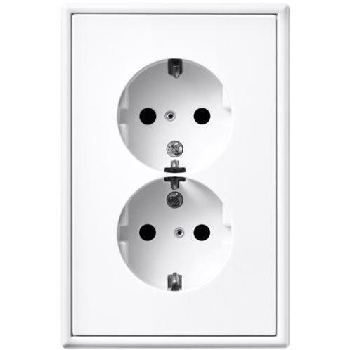 JUNG LS990 Wandcontactdoos 2V met randaarde inbouw Alpine, Doe-het-zelf en Verbouw, Elektra en Kabels, Nieuw, Ophalen of Verzenden