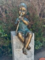 Bronzen jongen met fluit - Fontein - Tuin decoratie, Tuin en Terras, Nieuw, Overige materialen, Fontein, Verzenden