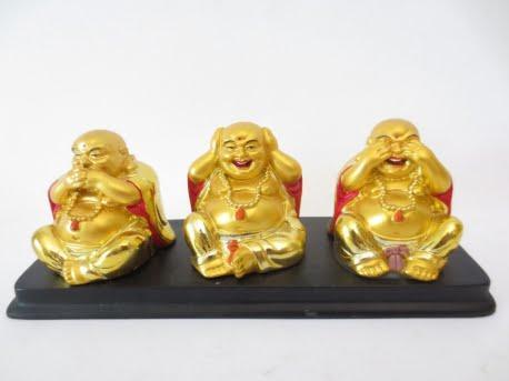 3 Boeddha’s goud horen, zien, zwijgen, Huis en Inrichting, Woonaccessoires | Overige, Verzenden