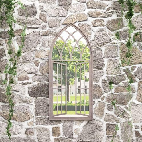 vidaXL Tuinspiegel 100x45 cm ijzer zandkleurig, Huis en Inrichting, Woonaccessoires | Spiegels, Nieuw, Verzenden