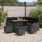 vidaXL Tuinbankenset met kussen 9 pcs Zwart poly rattan, Tuin en Terras, Tuinsets en Loungesets, Verzenden, Nieuw, Rotan