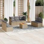 vidaXL 8-delige Loungeset met kussens poly rattan beige, Verzenden, Nieuw, Rotan, Loungeset
