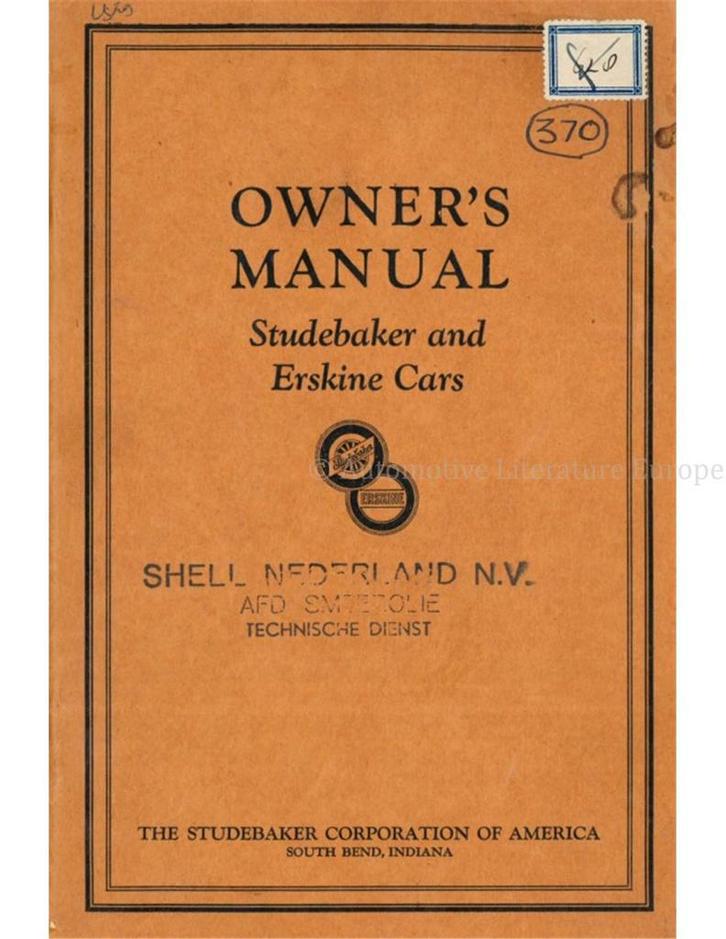 1927 STUDEBAKER | ERSKINE INSTRUCTIEBOEKJE ENGELS (USA), Auto diversen, Handleidingen en Instructieboekjes