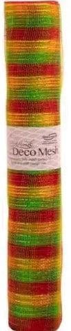 Decomesh metallic carnaval rood geel groen strepen xtra, Ophalen of Verzenden, Nieuw