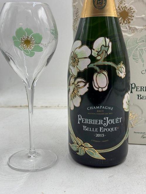2015 Perrier-Jouët, Belle Epoque + 2 glasses By Fernando, Verzamelen, Wijnen