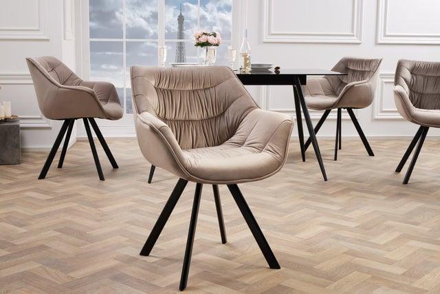 Design stoel THE DUTCH COMFORT champagne grijs fluweel retro, Huis en Inrichting, Stoelen, Ophalen of Verzenden