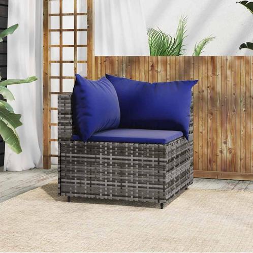 vidaXL Tuinhoekbank met kussens poly rattan grijs, Tuin en Terras, Tuinsets en Loungesets, Nieuw, Rotan, Verzenden