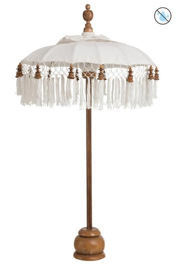 J-Line Parasol + Foot + Tassel Cotton/Wood White Brown Small beschikbaar voor biedingen