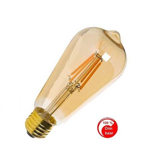 E27 Vintage ST64 Led lamp 3w Gold-warmwit Dimbaar, Huis en Inrichting, Lampen | Overige, Verzenden