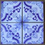 Tegel - Blauwe Ornament tegels-puntgaaf. - 1850-1900, Antiek en Kunst