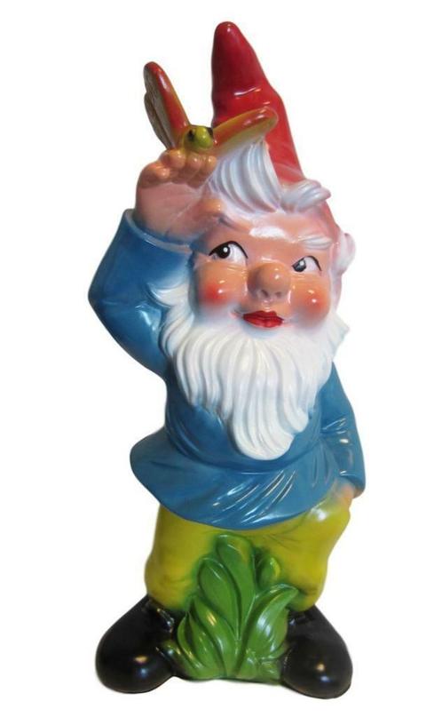 Kunststof tuinkabouter met vlinder, pvc kabouter 43cm, Tuin en Terras, Tuinbeelden, Nieuw