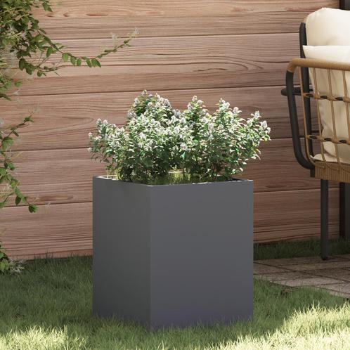vidaXL Tuin Bloempot Antraciet Koudgewalst staal, Tuin en Terras, Bloembakken en Plantenbakken, Minder dan 60 cm, Nieuw, Metaal