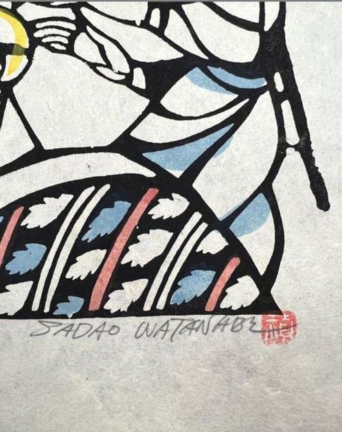 Houtsnedel van de Japanse kunstenaar Sadao Watanabe,, Antiek en Kunst, Antiek | Overige Antiek