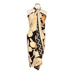 Sarong / pareo - Strandkleding wikkelrok - Beige / zwart flo, Kleding | Dames, Ophalen of Verzenden, Nieuw