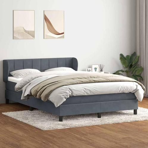 vidaXL Boxspring met matras fluweel donkergrijs 140x210 cm, Huis en Inrichting, Slaapkamer | Bedden, Grijs, Nieuw, Stof, Verzenden